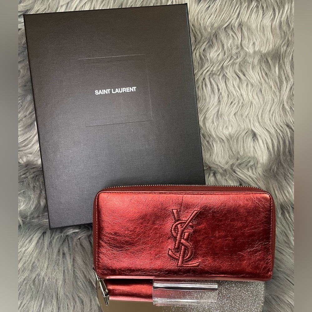 Yves Saint Laurent Metallic Red Wallet